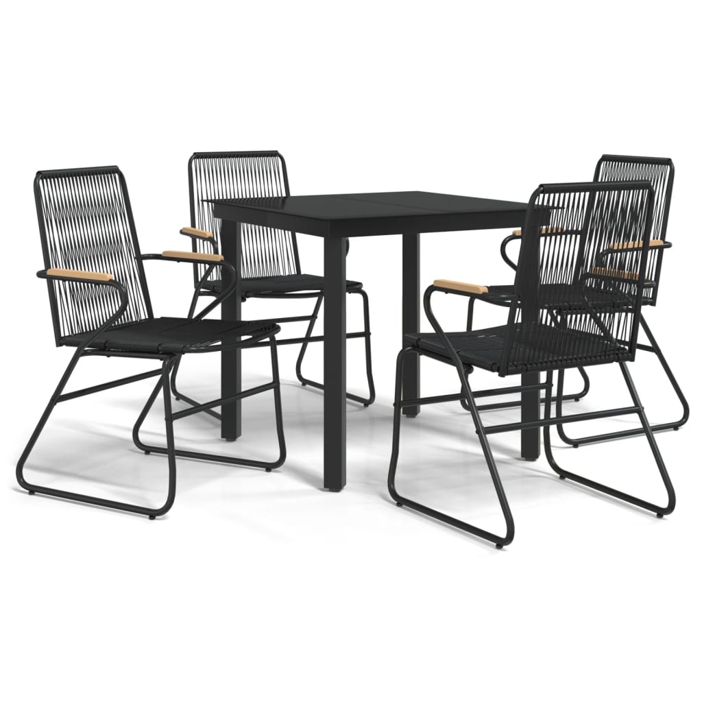 vidaXL 5 Piece Garden Dining Set Black PVC Rattan