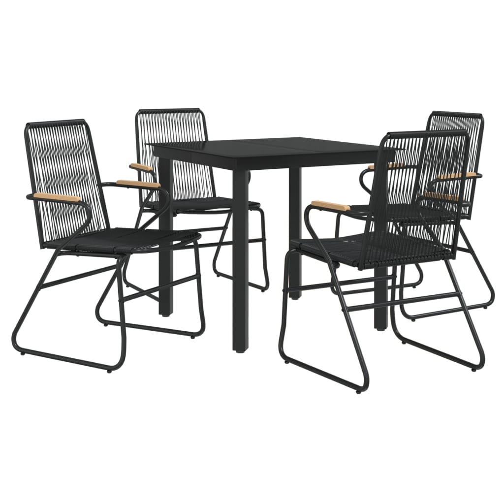 vidaXL 5 Piece Garden Dining Set Black PVC Rattan