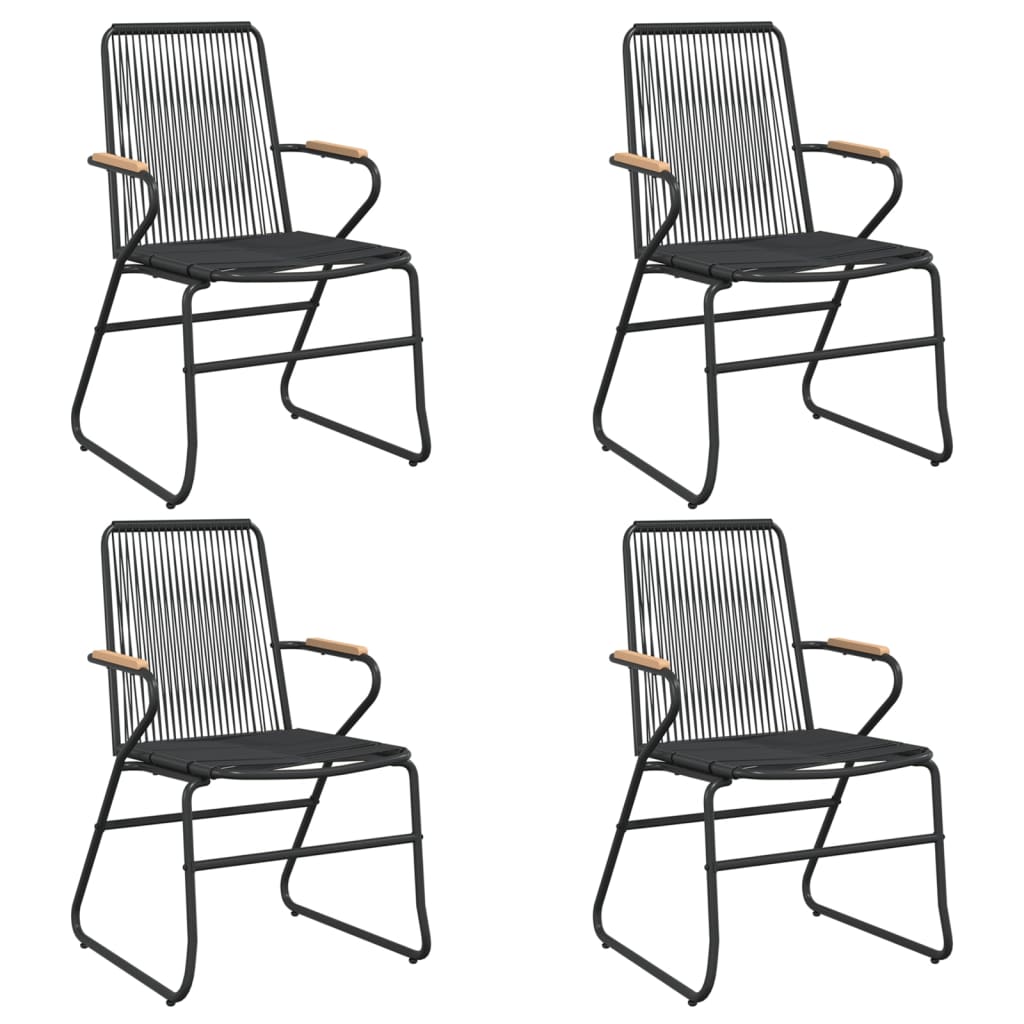 Garden Dining Set | Black | PVC Rattan, Powder-Coated Steel, Glass