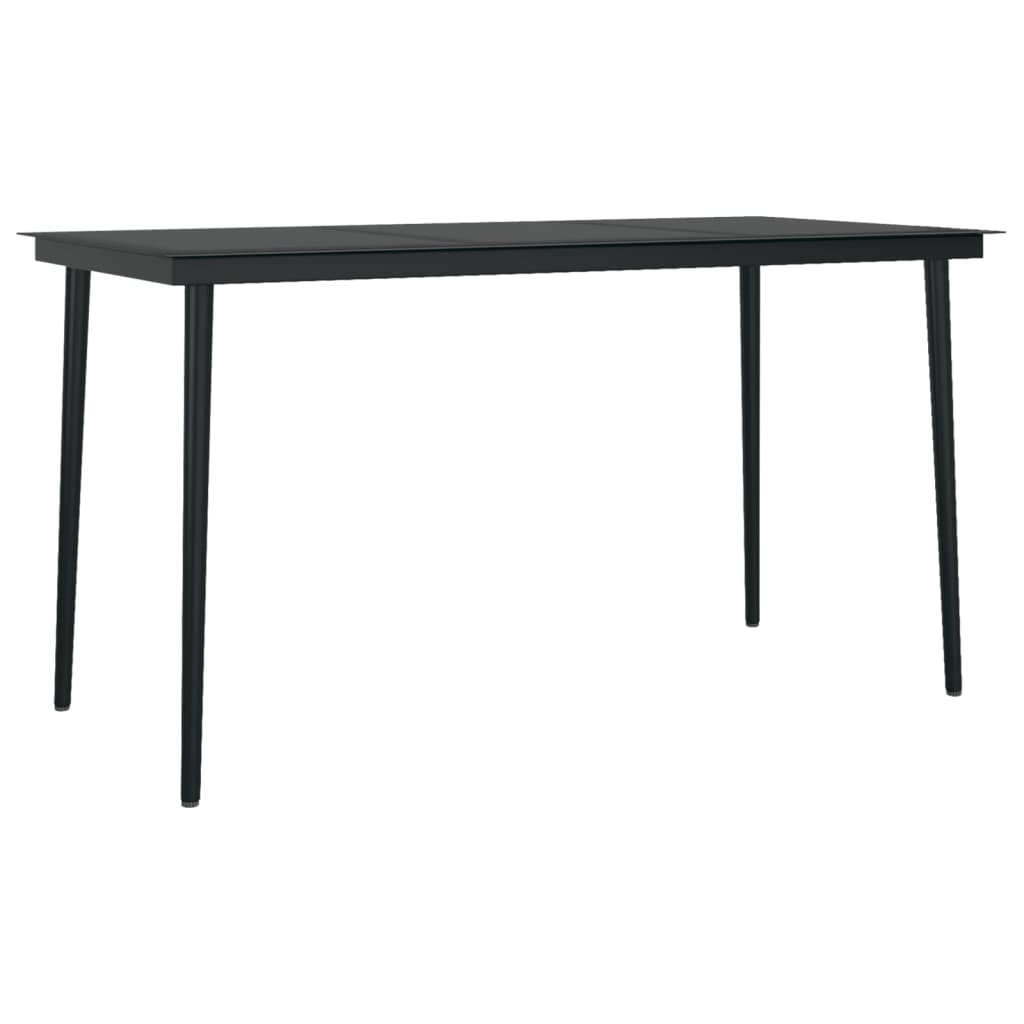 Garden Dining Set | Black | PVC Rattan, Powder-Coated Steel, Glass