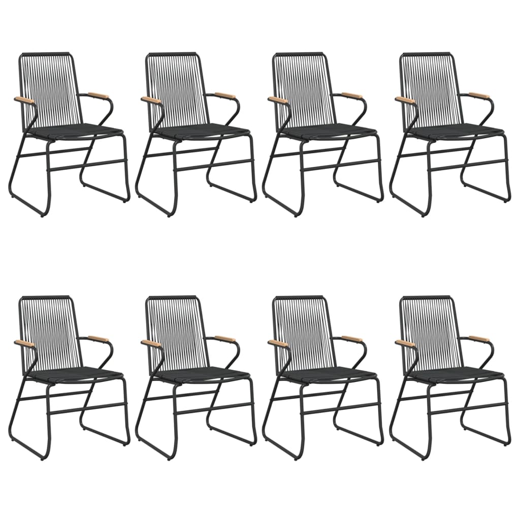 Garden Dining Set | Black | PVC rattan, powder-coated steel, glass
