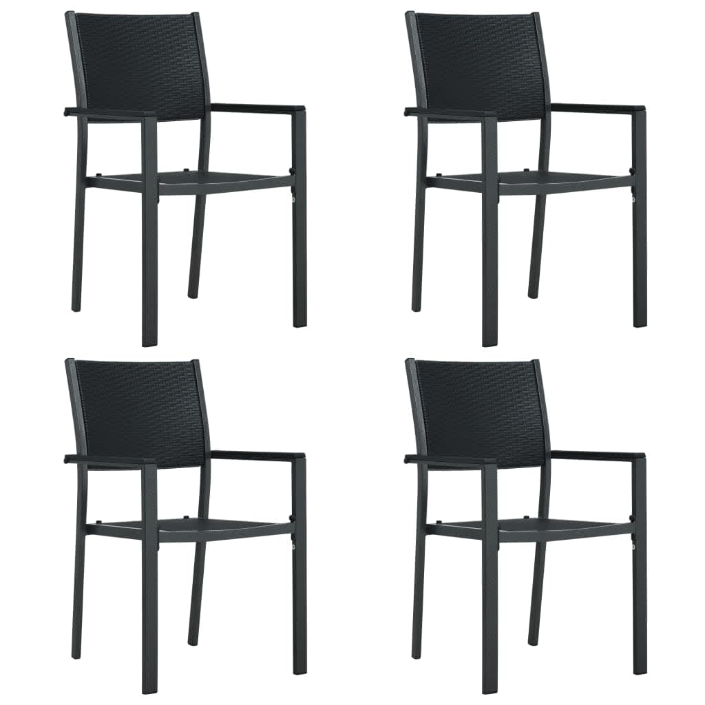 Garden Dining Set | Black | Powder-coated steel, plastic, glass