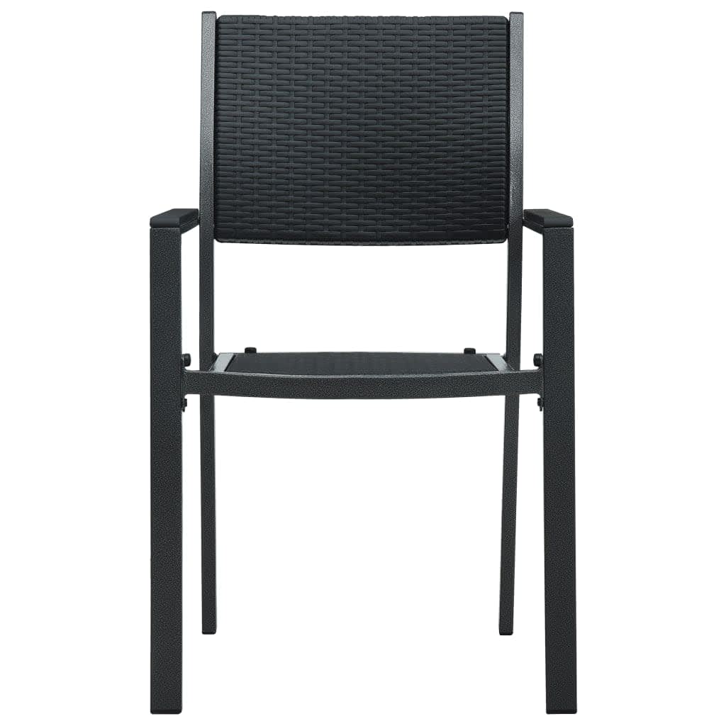 Garden Dining Set | Black | Powder-coated steel, plastic, glass