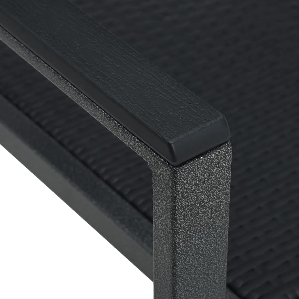 Garden Dining Set | Black | Powder-coated steel, plastic, glass