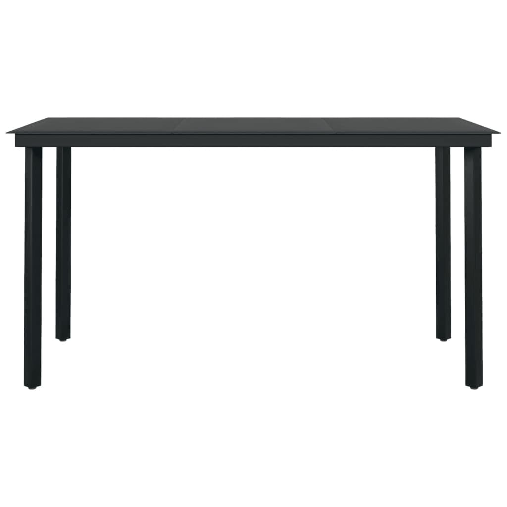 Garden Dining Set | Black | Powder-coated steel, plastic, glass