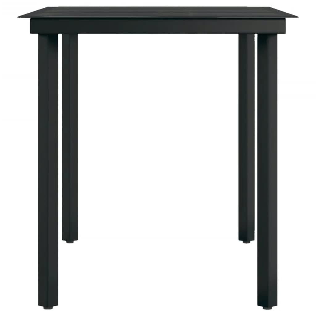 Garden Dining Set | Black | Powder-coated steel, plastic, glass