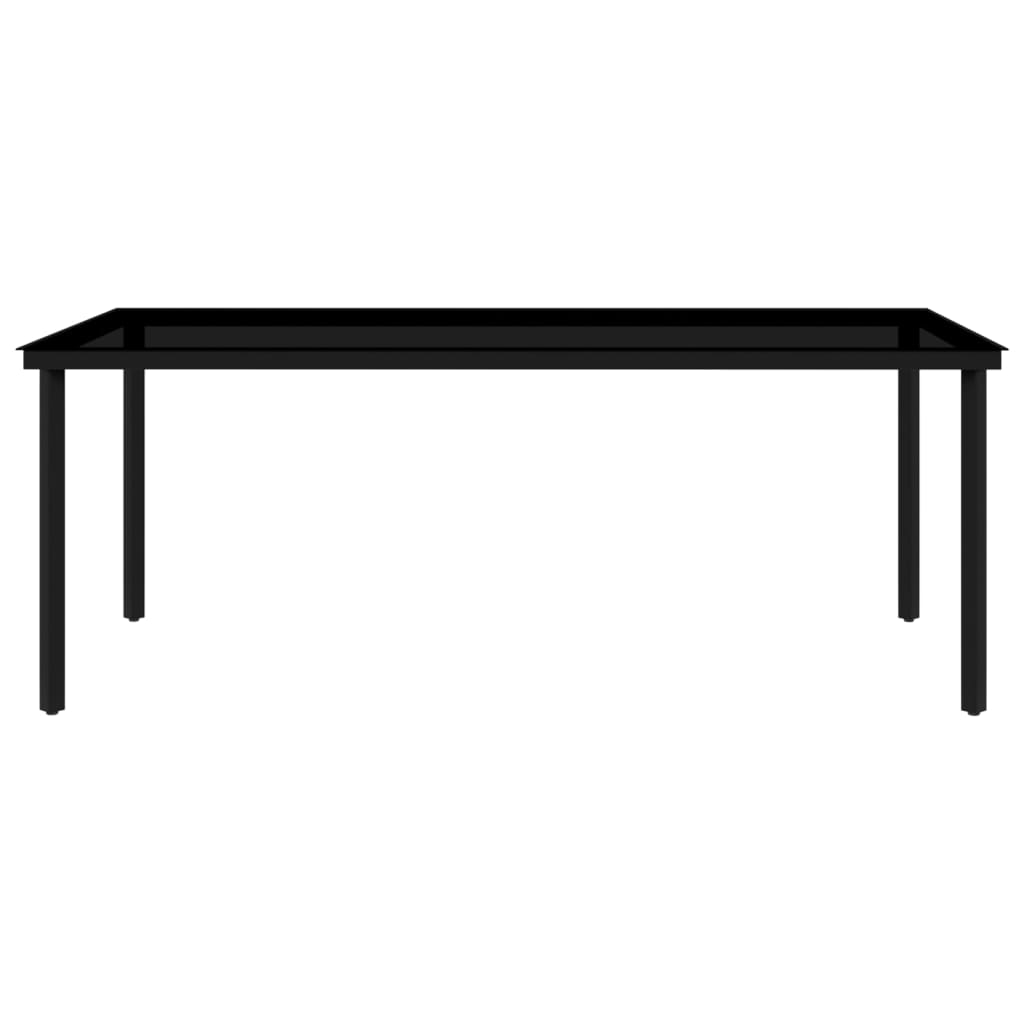 Garden Dining Set | Black | Powder-coated steel, tempered glass, plastic