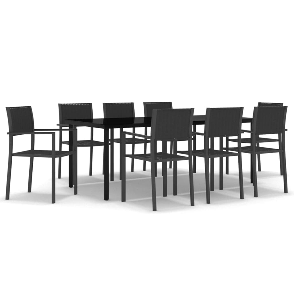 vidaXL 9 Piece Garden Dining Set Black