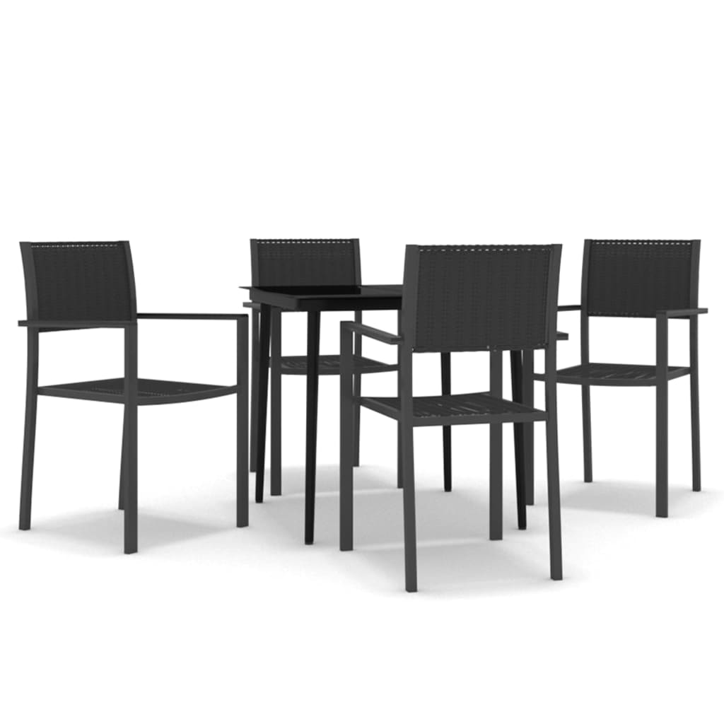 Garden Dining Set | Black | Powder-Coated Steel | 5 Piece | Light Weight