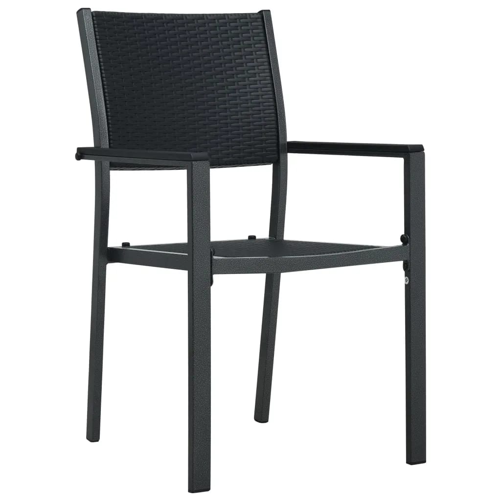 Garden Dining Set | Black | Powder-coated steel, glass, plastic