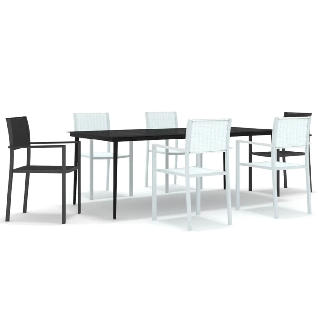 vidaXL 7 Piece Garden Dining Set Black and White