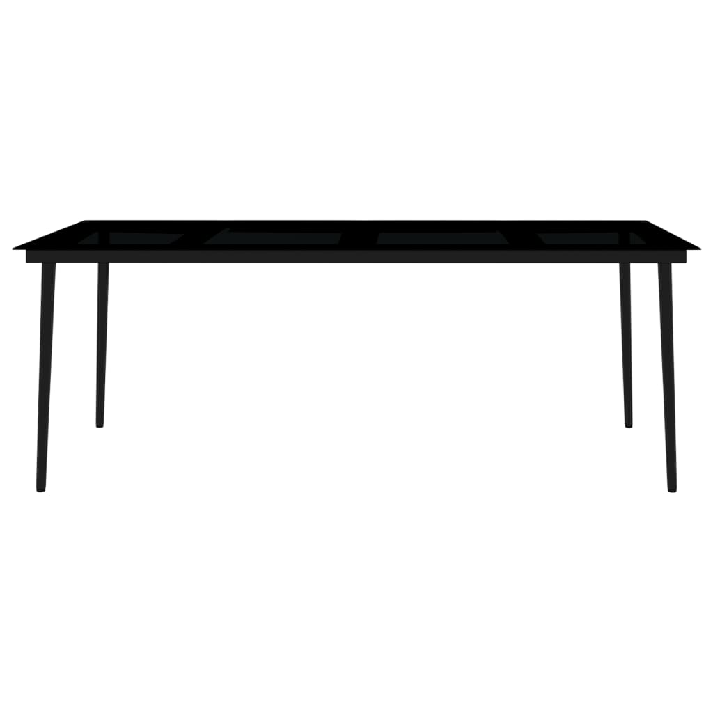 Garden Dining Set | Black | Powder-Coated Steel, Tempered Glass, Plastic