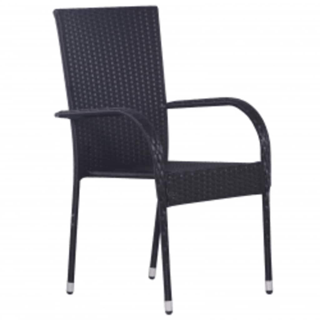 Garden Dining Set | Black | PE rattan, powder-coated steel, glass