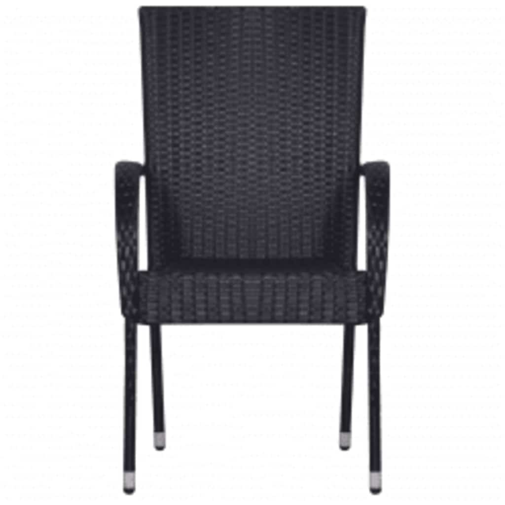 Garden Dining Set | Black | PE rattan, powder-coated steel, glass