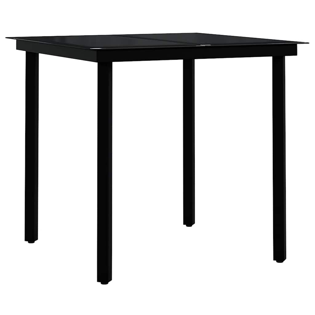 Garden Dining Set | Black | PE rattan, powder-coated steel, glass