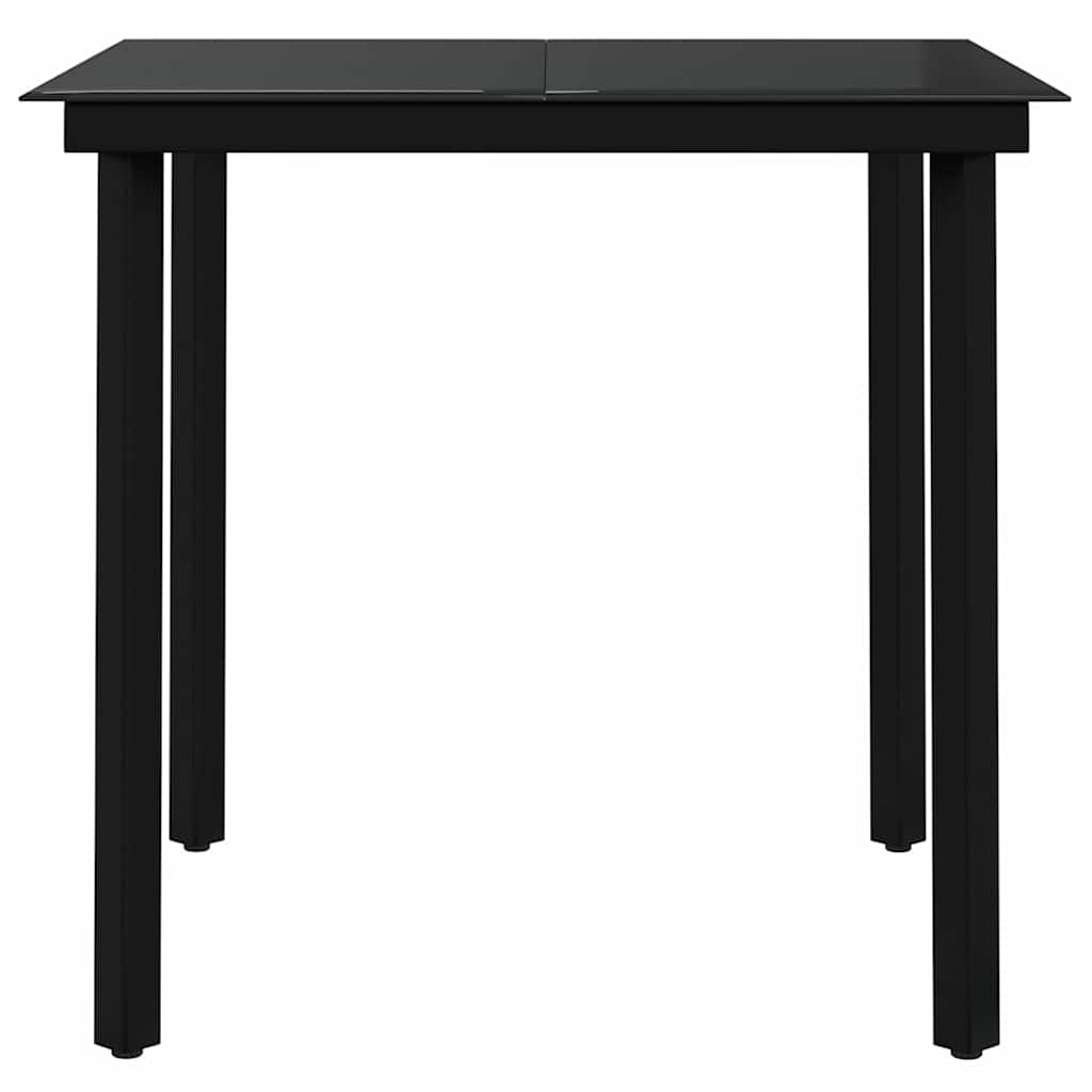 Garden Dining Set | Black | PE rattan, powder-coated steel, glass