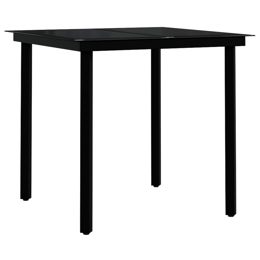 Garden Dining Set | Black | PE rattan, powder-coated steel, glass