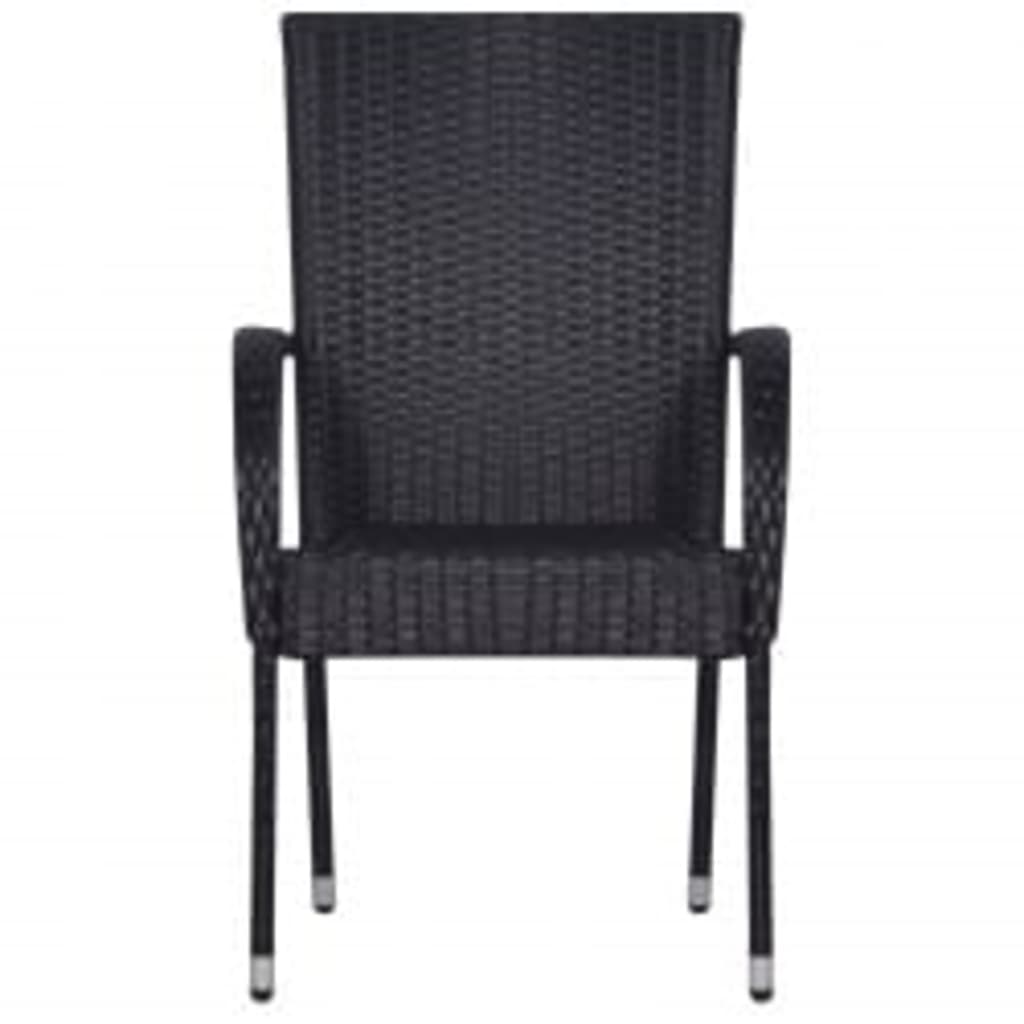 Garden Dining Set | Black | PE rattan, powder-coated steel, glass