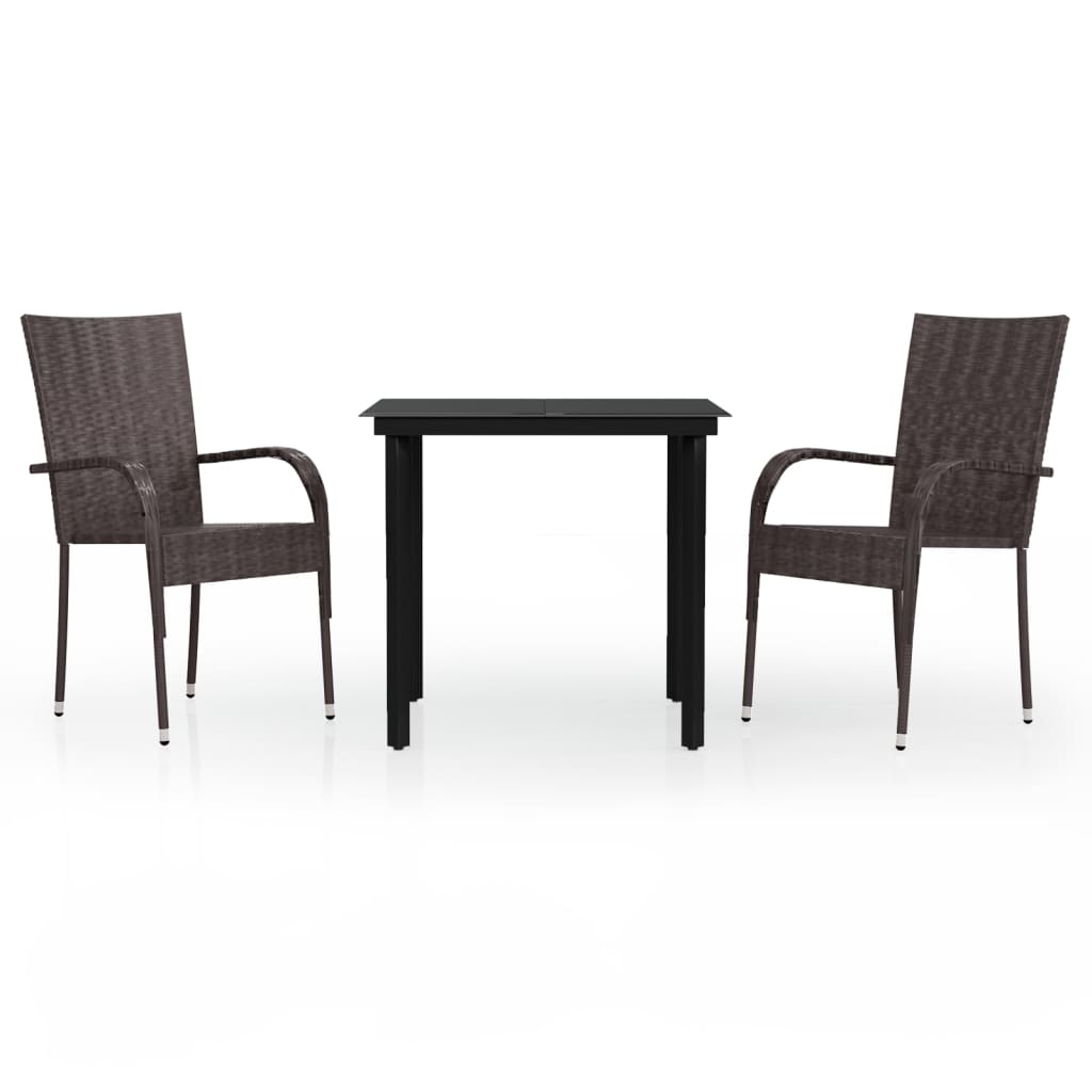 Garden Dining Set | Brown and black | PE rattan | Small |  Durable