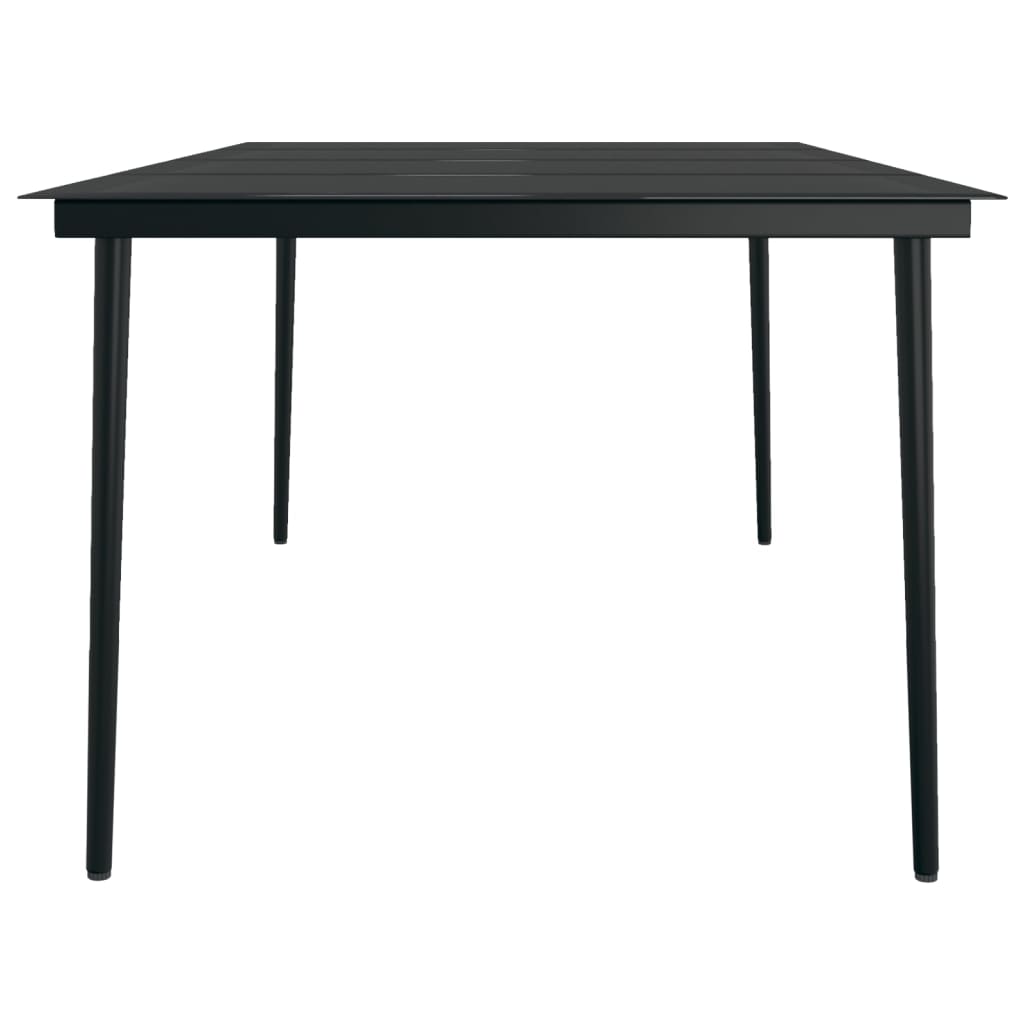 Garden Dining Set | Black | PE rattan, powder-coated steel, glass | Large