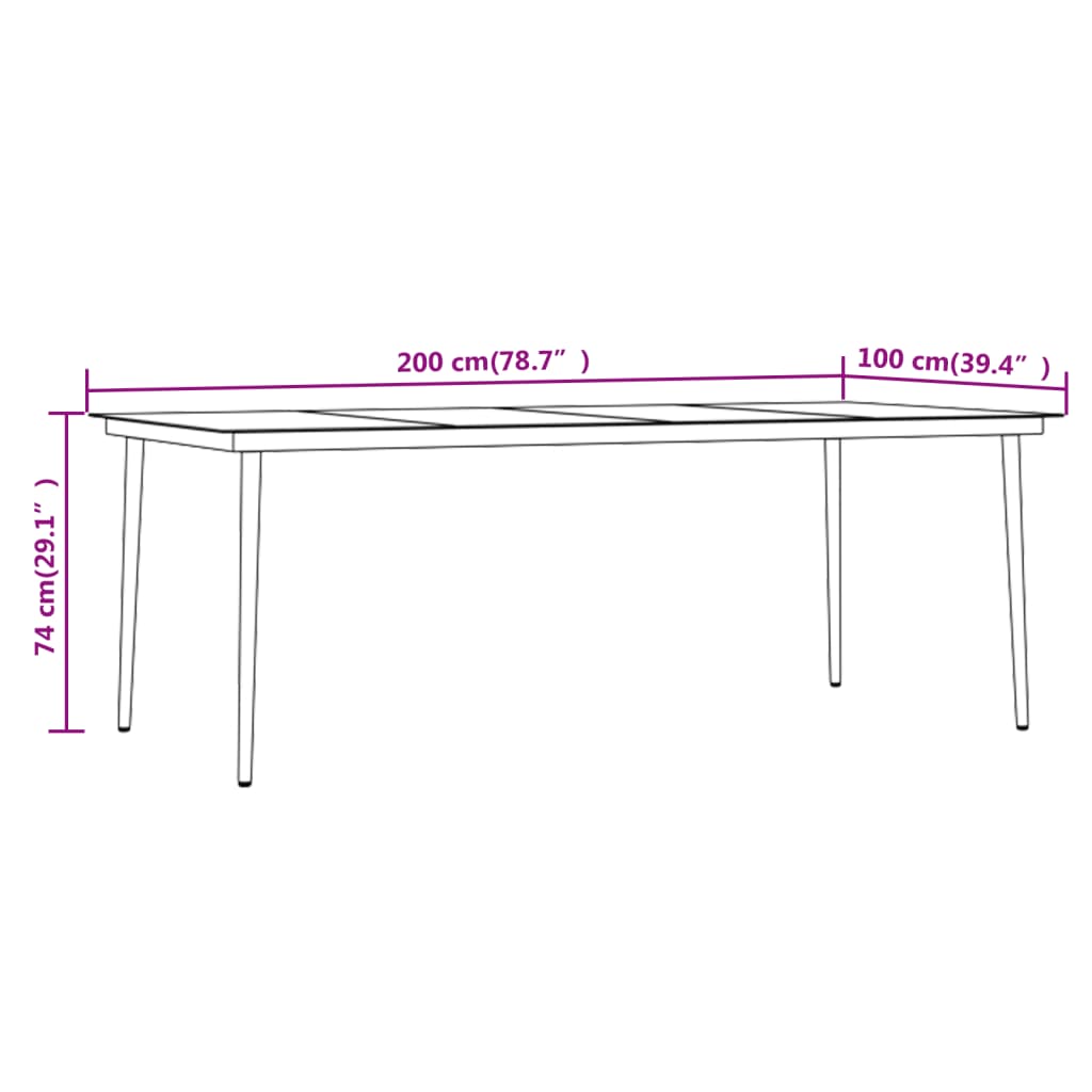 vidaXL 7 Piece Garden Dining Set Grey and Black