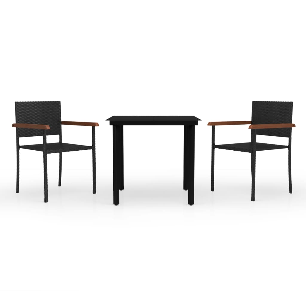 vidaXL 3 Piece Garden Dining Set Black