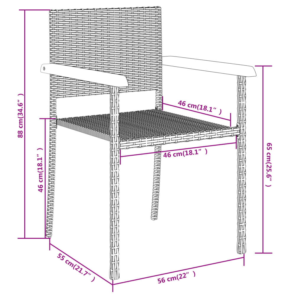 vidaXL 3 Piece Garden Dining Set Black