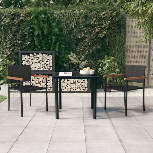 vidaXL 3 Piece Garden Dining Set Black