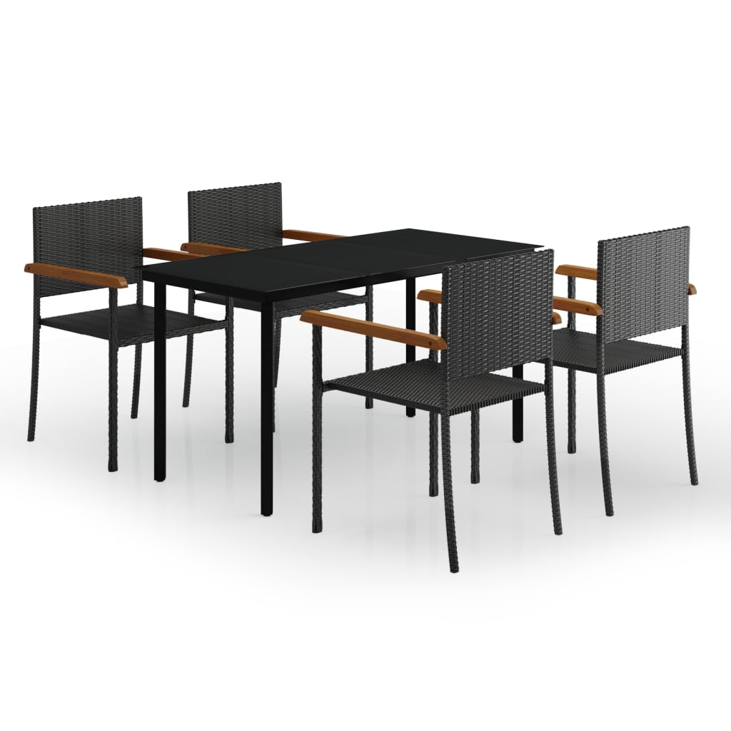 vidaXL 5 Piece Garden Dining Set Black