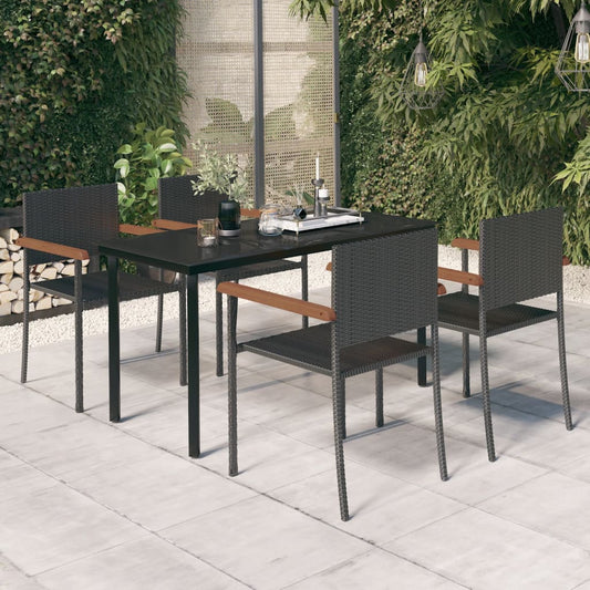 vidaXL 5 Piece Garden Dining Set Black