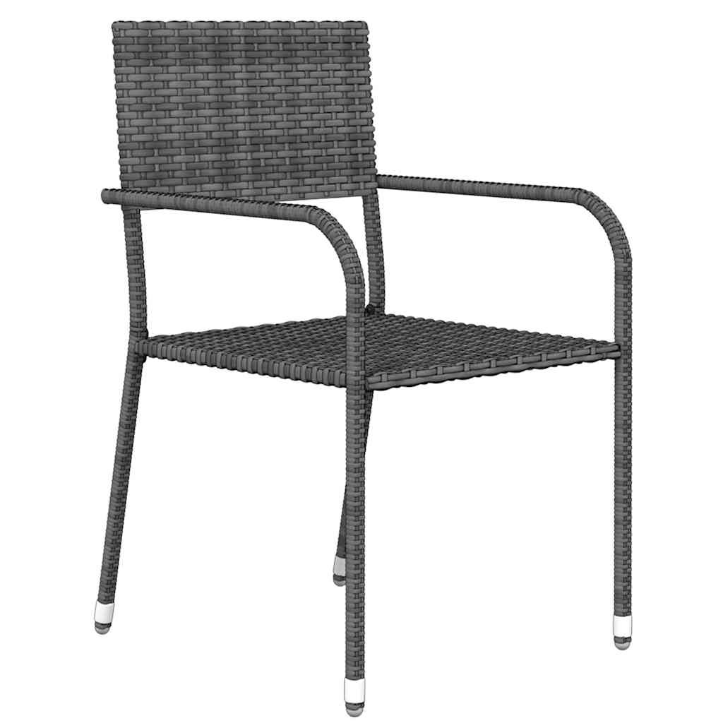 Garden Dining Set | Grey, Black | PE Rattan, Steel, Glass | Medium