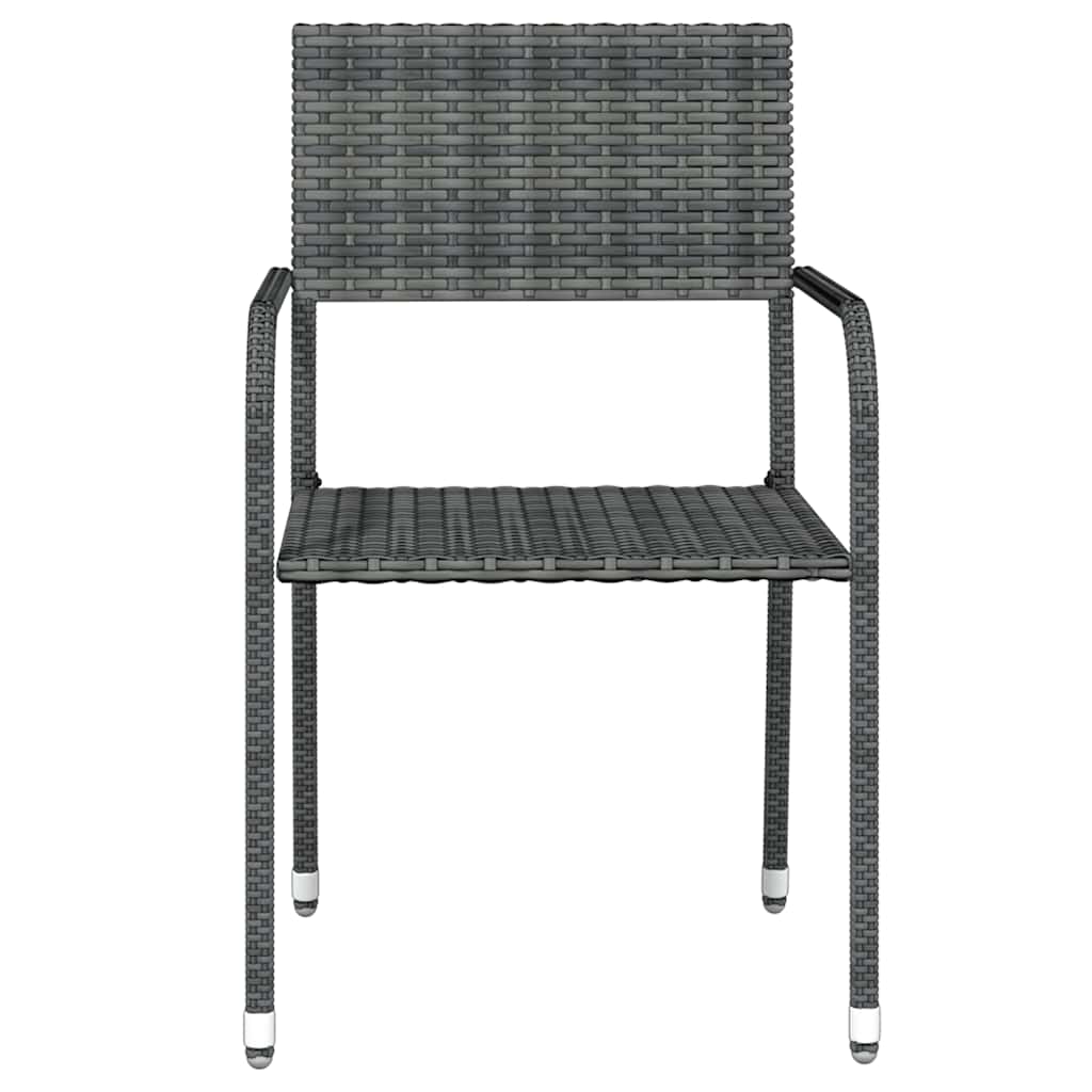 Garden Dining Set | Grey, Black | PE Rattan, Steel, Glass | Medium