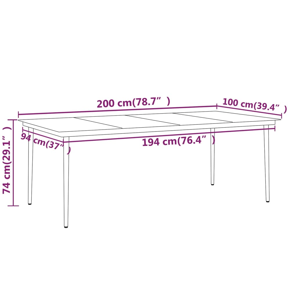 vidaXL 9 Piece Garden Dining Set Grey