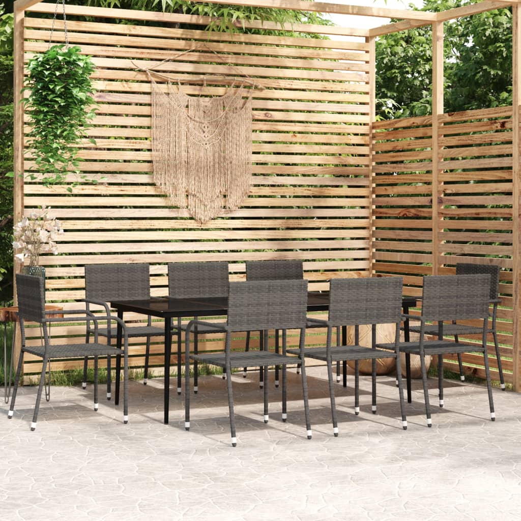 vidaXL 9 Piece Garden Dining Set Grey