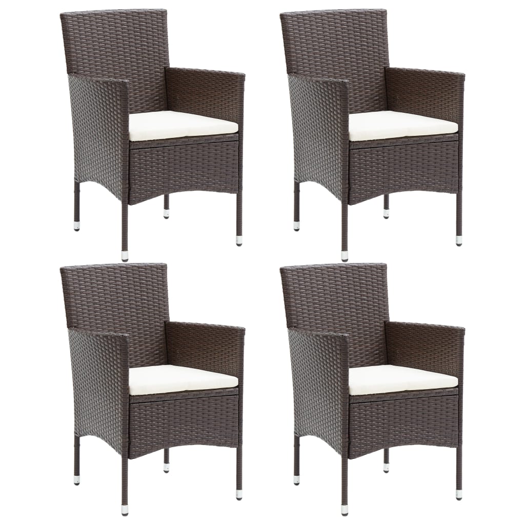 Garden Dining Chair | Set of 4 | Brown, Cream white