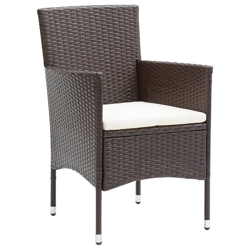 Garden Dining Chair | Set of 4 | Brown, Cream white