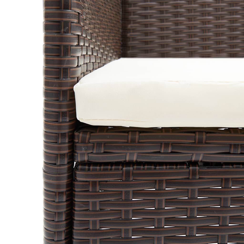 Garden Dining Chair | Set of 4 | Brown, Cream white