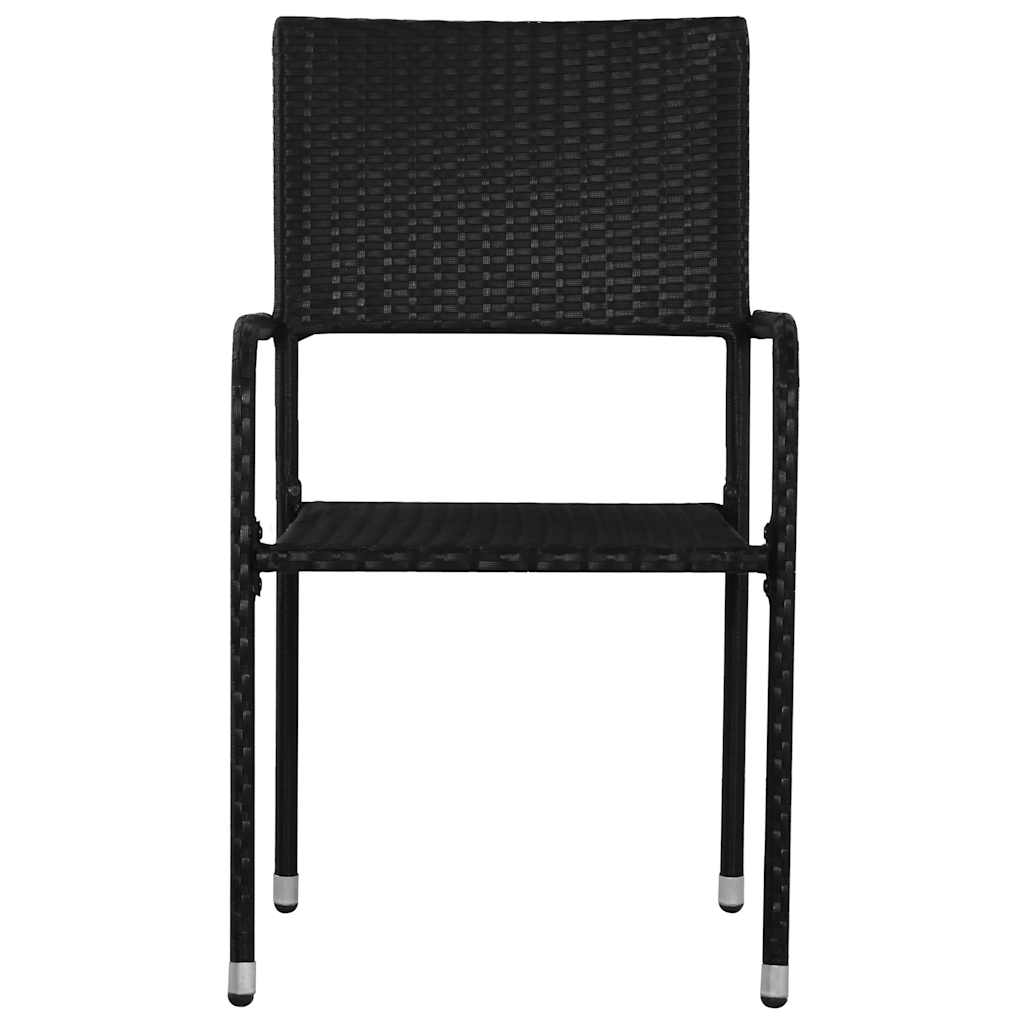 Garden Dining Chair | Set of 2 | Black | PE rattan, steel | Standard