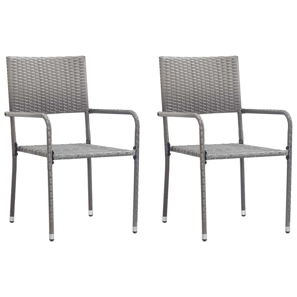 Garden Dining Chair | Set of 2 | Grey | PE rattan, steel