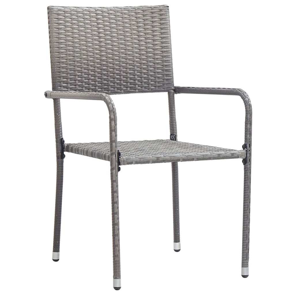 Garden Dining Chair | Set of 2 | Grey | PE rattan, steel