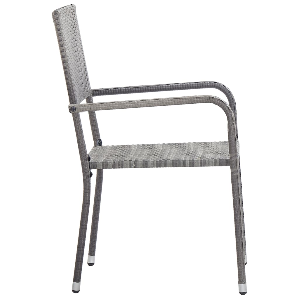 Garden Dining Chair | Set of 2 | Grey | PE rattan, steel