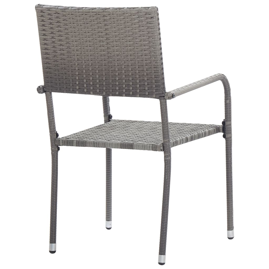 Garden Dining Chair | Set of 2 | Grey | PE rattan, steel