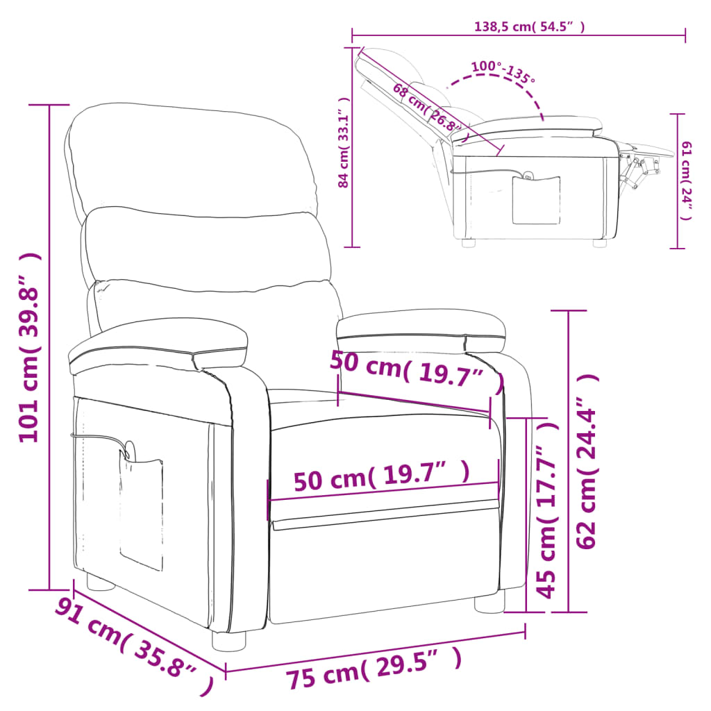 Massage Chair Cappuccino Faux Leather