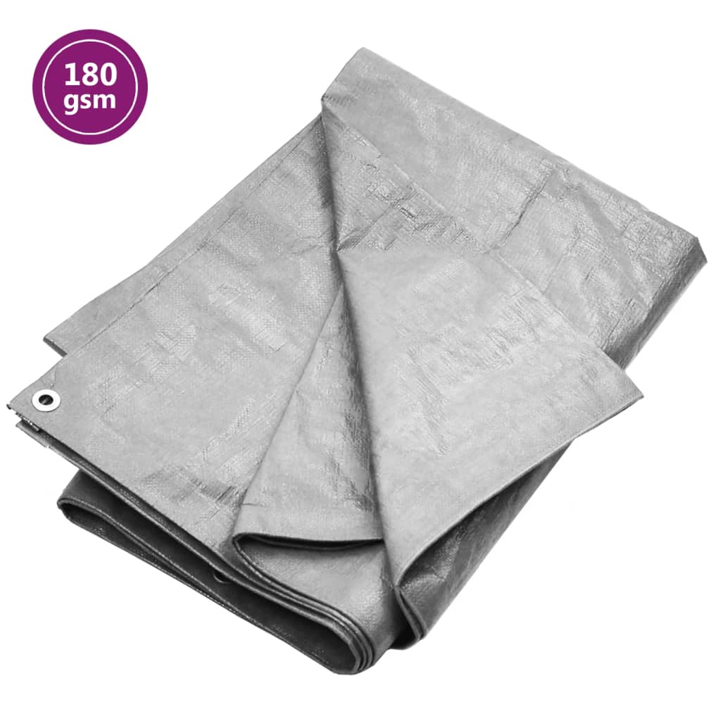 vidaXL Tarpaulin 180 g/m² 3x5 m Grey HDPE