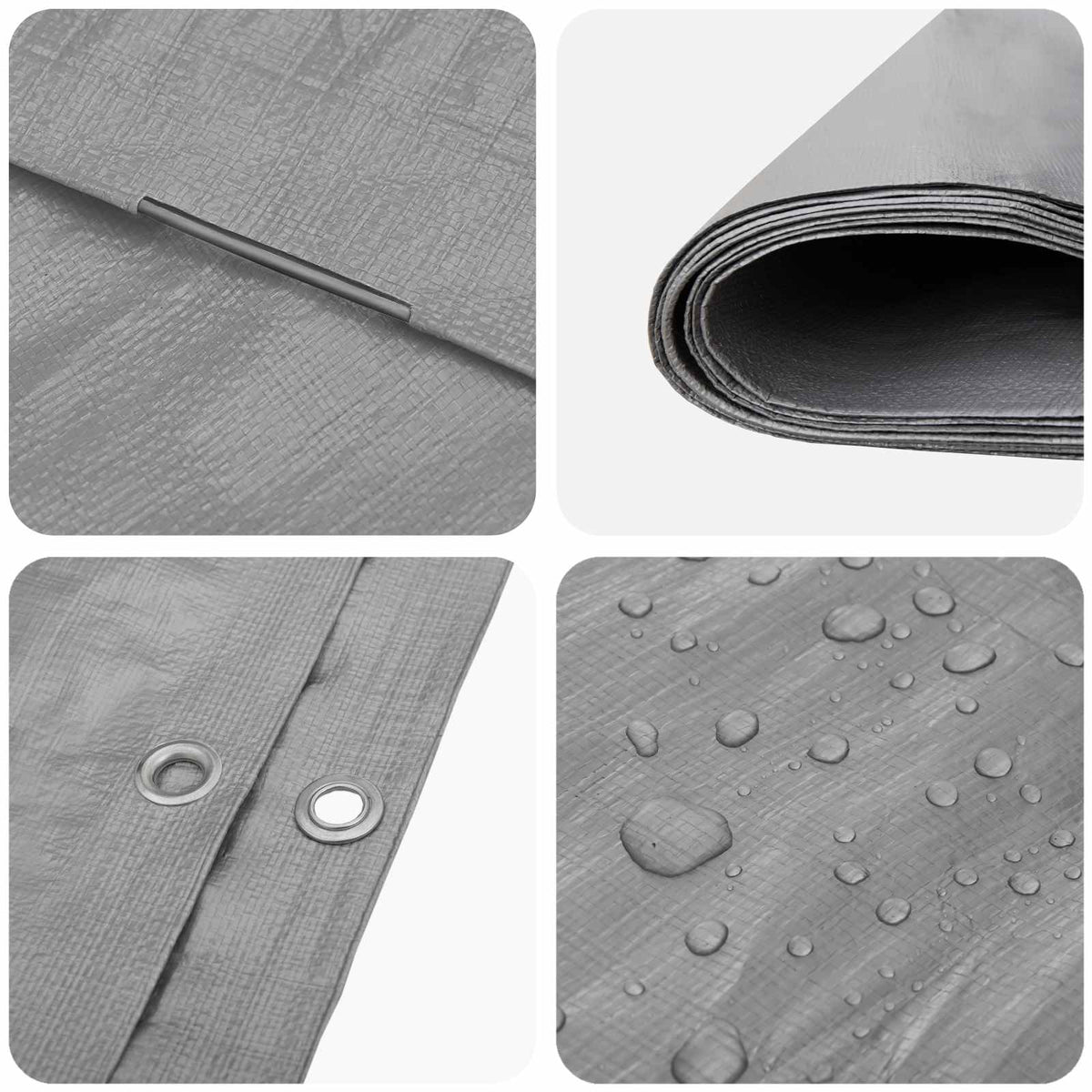 Tarpaulin 180 g/m² 6x8 m Grey HDPE