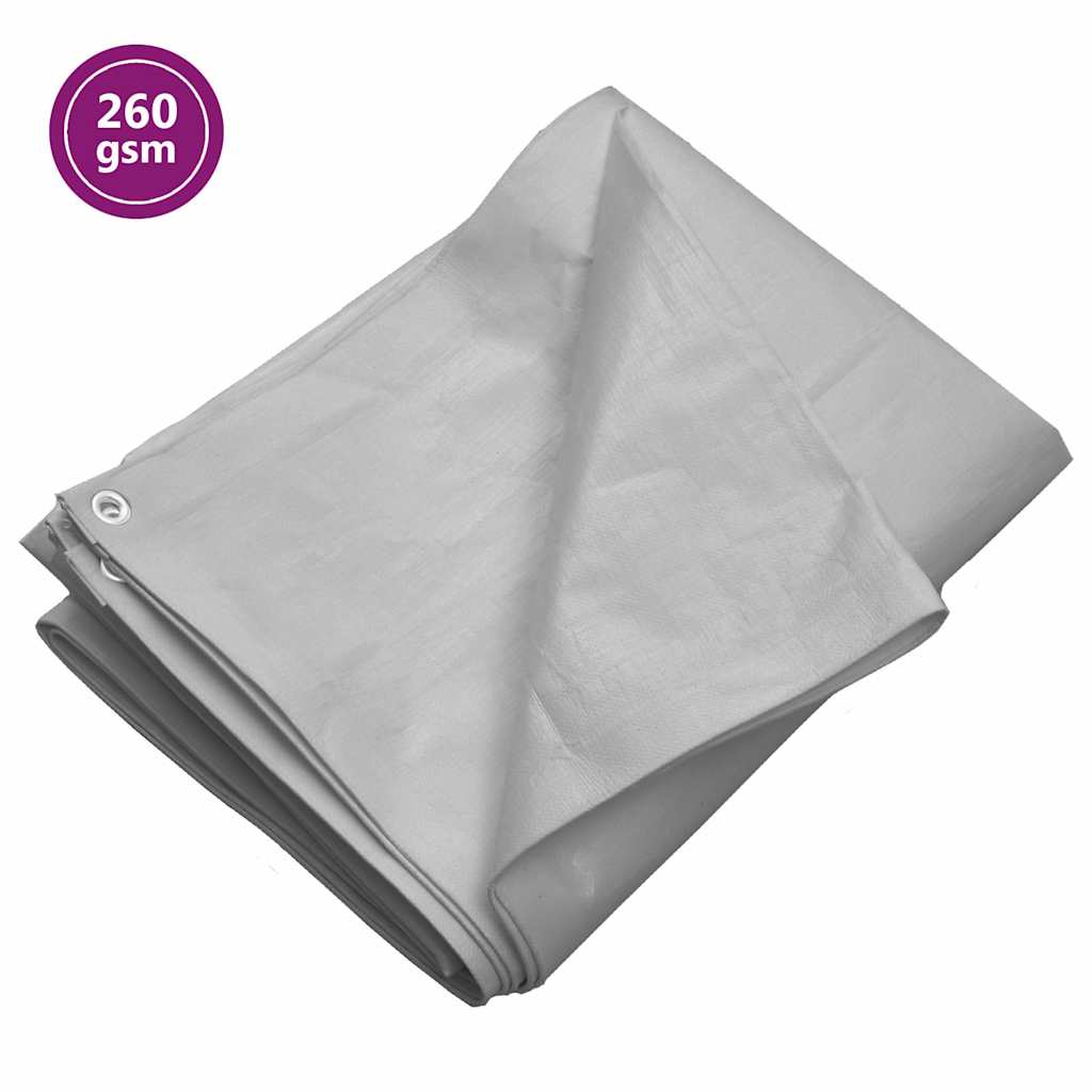 151502 vidaXL Tarpaulin 260 g/m² 4x4 m Grey HDPE