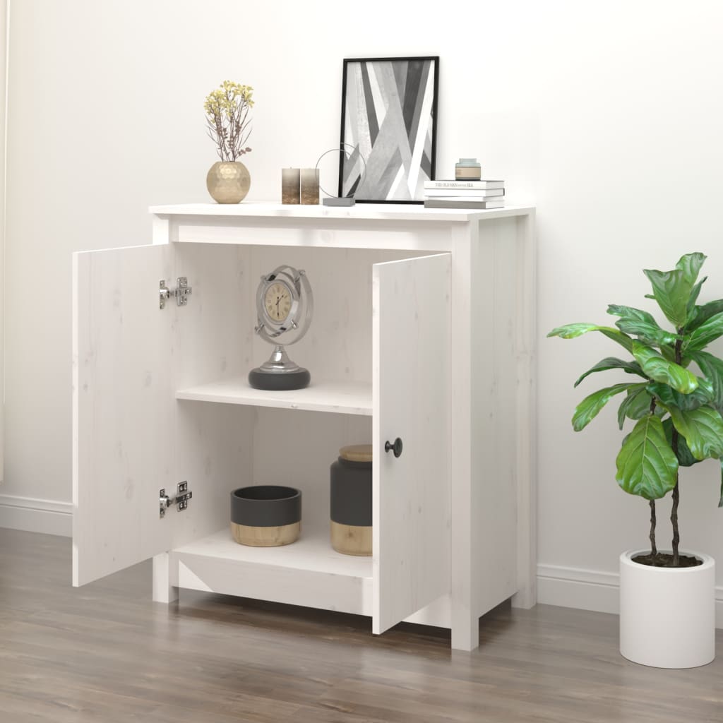 vidaXL Sideboard White 70x35x80 cm Solid Wood Pine