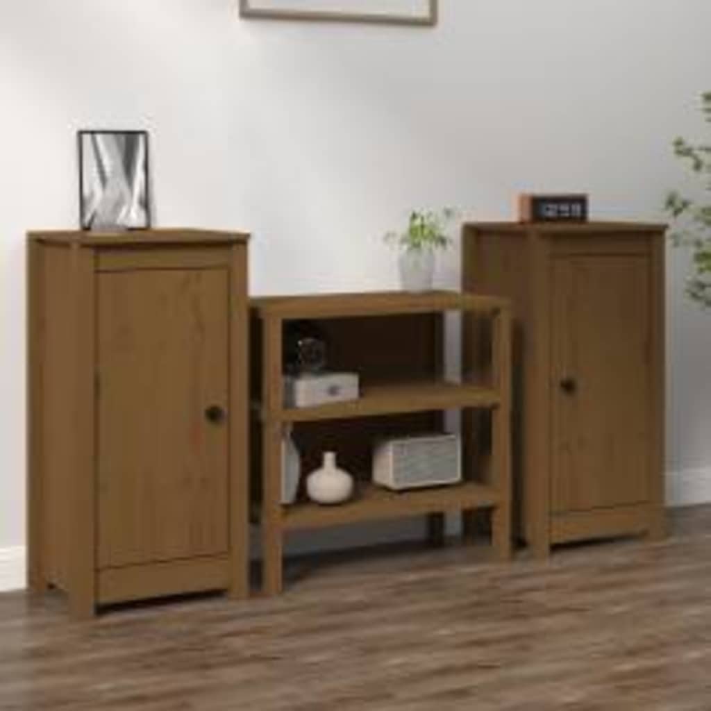 Sideboards 2 pcs Honey Brown 39x35x80 cm Solid Wood Pine