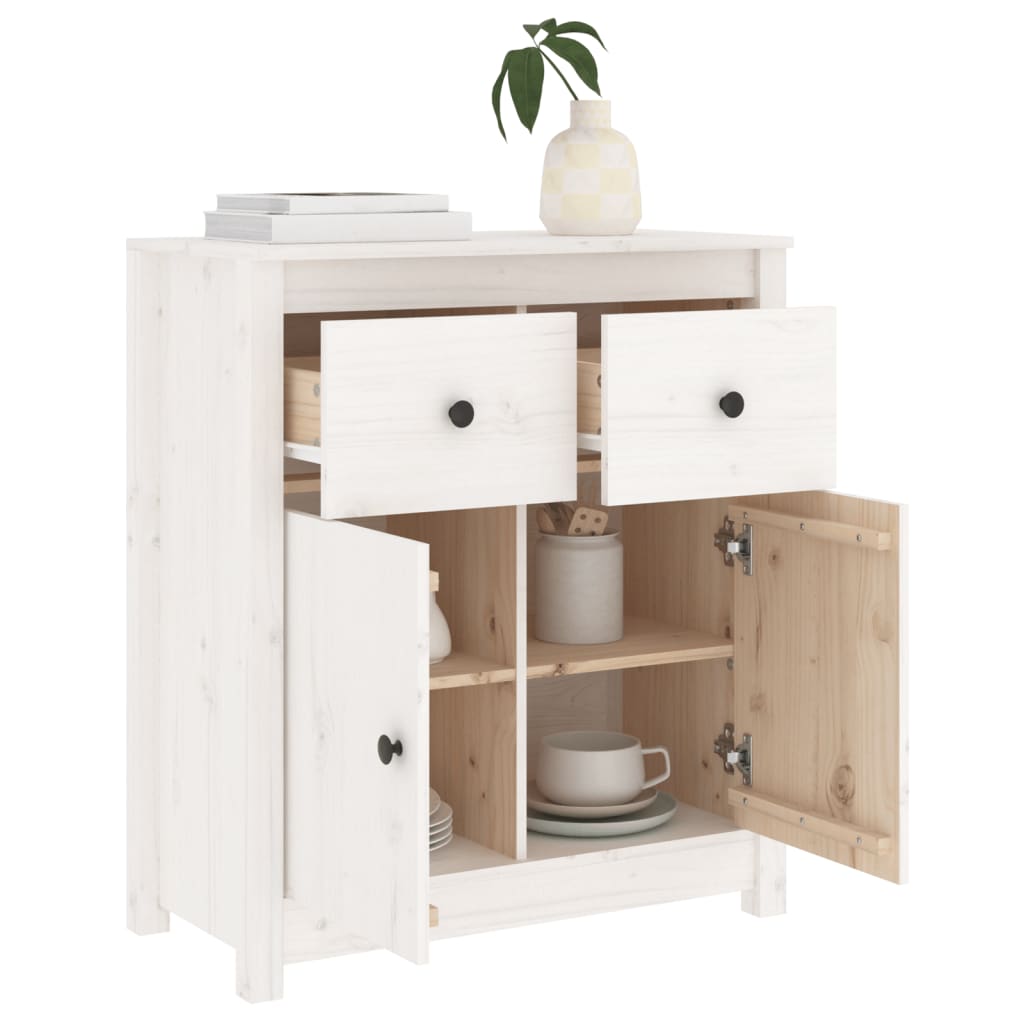 vidaXL Sideboard White 70x35x80 cm Solid Wood Pine