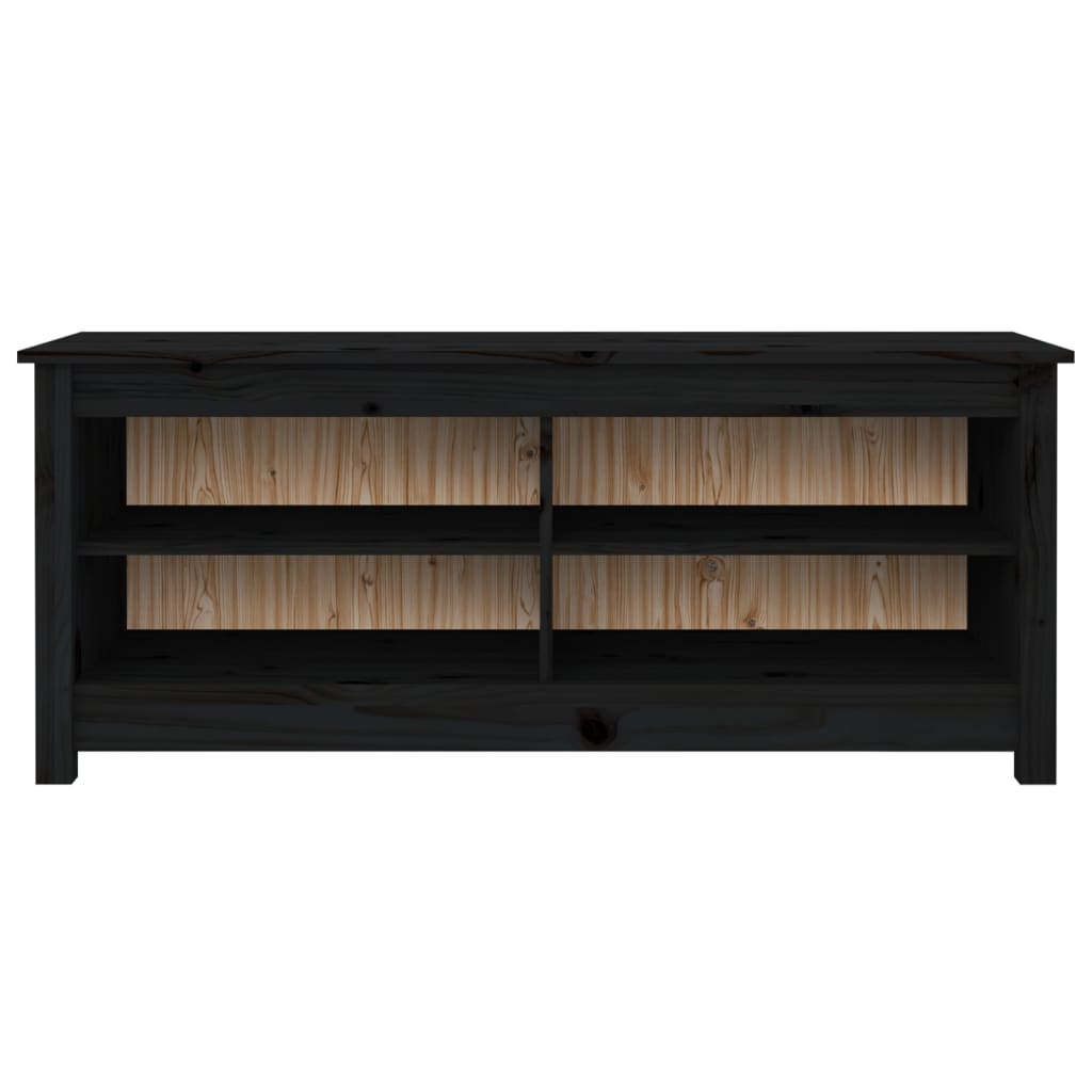 Shoe Bench Black 110x38x45.5 cm Solid Wood Pine